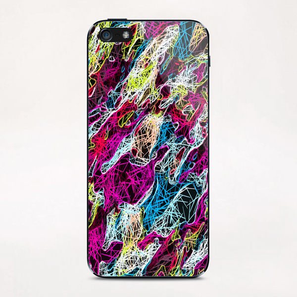 psychedelic rotten sketching texture abstract background in pink blue yellow iPhone & iPod Skin by Timmy333