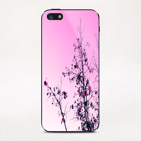 isolate tree branch abstract with leaf and pink background iPhone & iPod Skin by Timmy333