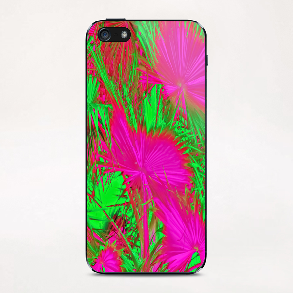 closeup palm leaf texture abstract background in pink and green iPhone & iPod Skin by Timmy333