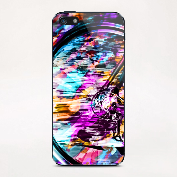 bicycle wheel with colorful abstract background in pink blue orange iPhone & iPod Skin by Timmy333