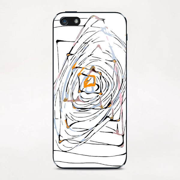 drawing square triangle and circle pattern abstract in orange blue and pink iPhone & iPod Skin by Timmy333