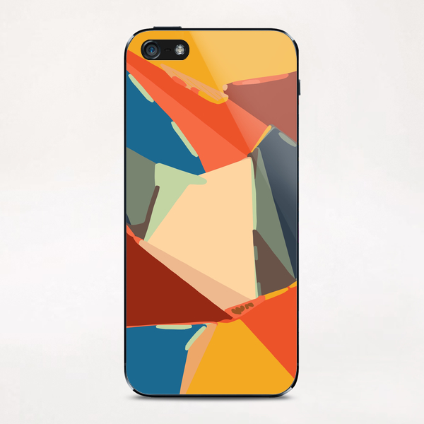 geometric pattern abstract in brown orange blue iPhone & iPod Skin by Timmy333