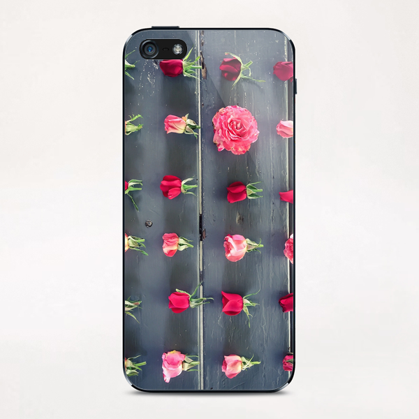 fresh red and pink roses on the wooden table iPhone & iPod Skin by Timmy333