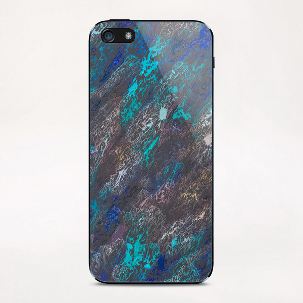 psychedelic splash painting texture abstract background in blue and black iPhone & iPod Skin by Timmy333