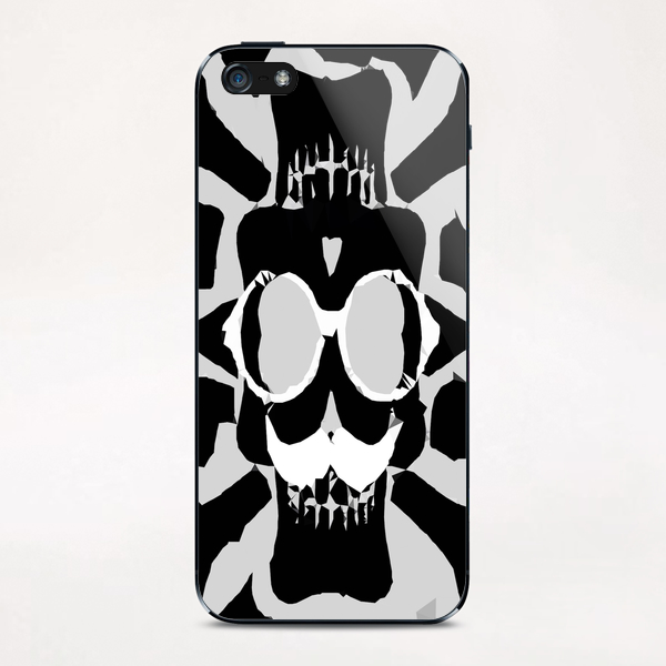 old funny skull with glasses art portrait in black and white iPhone & iPod Skin by Timmy333