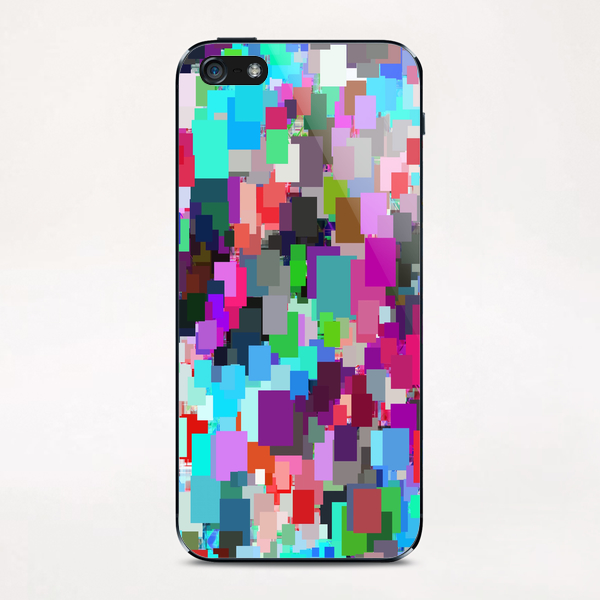 psychedelic geometric square pixel pattern abstract background in pink purple blue green red iPhone & iPod Skin by Timmy333