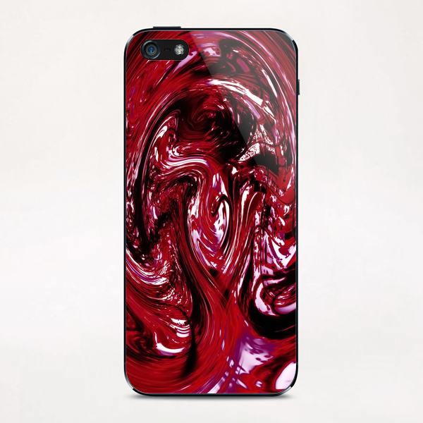 psychedelic spiral line pattern painting abstract background in red iPhone & iPod Skin by Timmy333