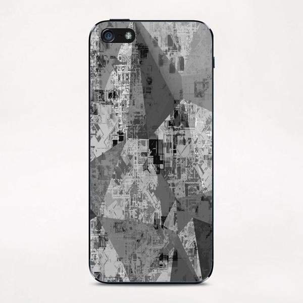 psychedelic geometric triangle polygon abstract pattern background in black and white iPhone & iPod Skin by Timmy333