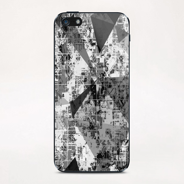 psychedelic geometric triangle polygon pattern abstract background in black and white iPhone & iPod Skin by Timmy333