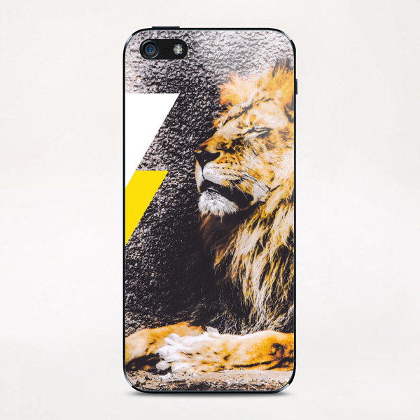 lion with white and yellow triangle  iPhone & iPod Skin by Timmy333