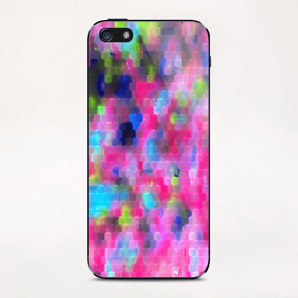 geometric square pattern abstract background in pink blue green iPhone & iPod Skin by Timmy333