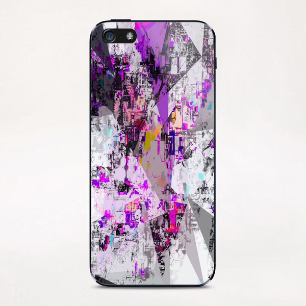 vintage psychedelic triangle polygon pattern abstract in purple pink yellow blue iPhone & iPod Skin by Timmy333