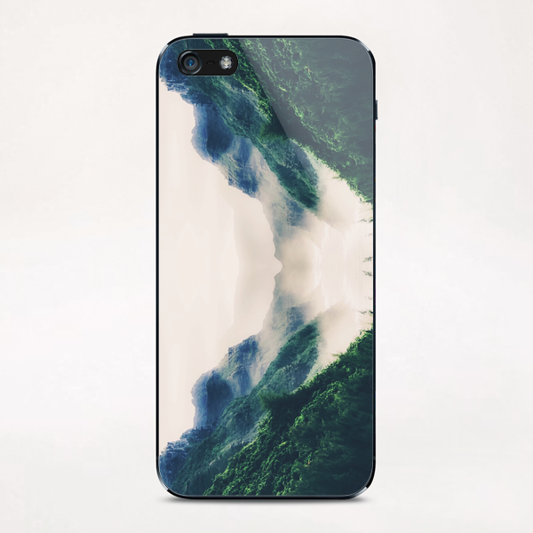 green mountains with ocean view and foggy sky iPhone & iPod Skin by Timmy333