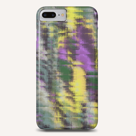 psychedelic geometric abstract pattern in green yellow purple Phone Case by Timmy333