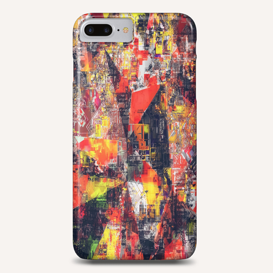 psychedelic geometric triangle polygon pattern abstract background in red orange yellow black Phone Case by Timmy333