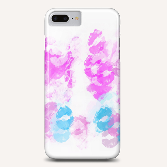 kisses lipstick pattern abstract background in pink and blue Phone Case by Timmy333