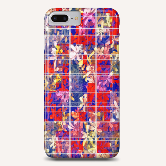 blooming flower with square pattern abstract in red and blue Phone Case by Timmy333