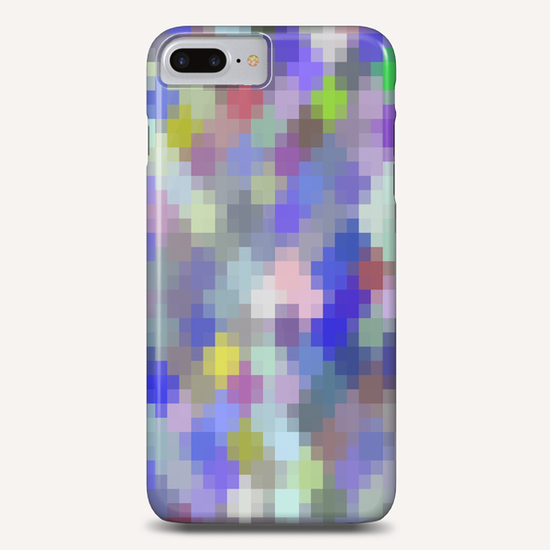 geometric square pixel pattern abstract in blue purple pink Phone Case by Timmy333