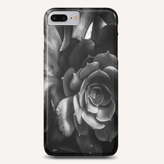 closeup succulent plant in black and white Phone Case by Timmy333