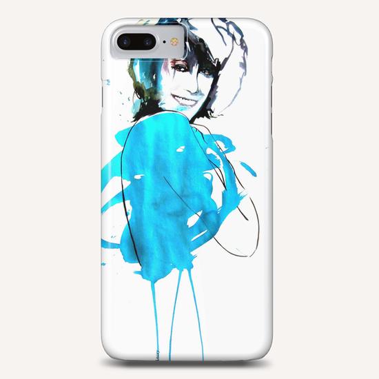 "Jeune femme bleue, moment de joie" Phone Case by Virginie Rahem Ancey