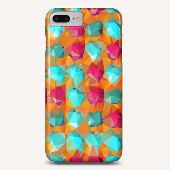 geometric polygon abstract pattern in orange pink green Phone Case by Timmy333