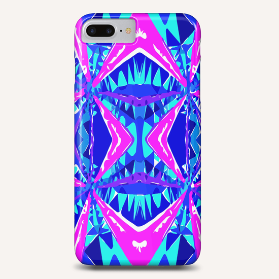 psychedelic geometric abstract pattern background in blue pink purple Phone Case by Timmy333