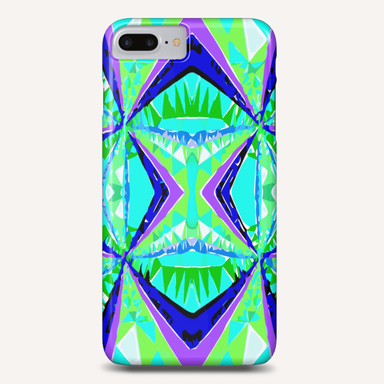 psychedelic geometric abstract pattern background in green purple blue Phone Case by Timmy333