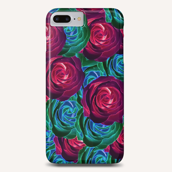 closeup blooming roses in red blue and green Phone Case by Timmy333