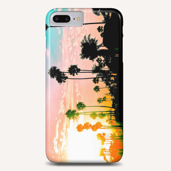 beach summer sunset with palm tree and blue sky Phone Case by Timmy333