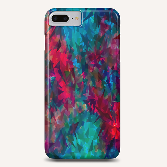 psychedelic geometric triangle abstract pattern in pink red blue Phone Case by Timmy333