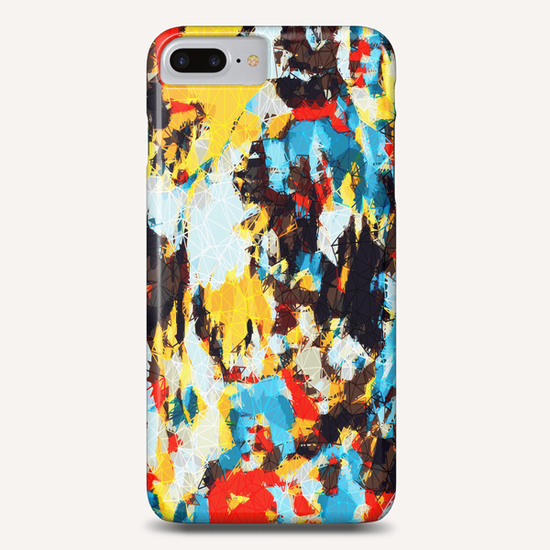 psychedelic geometric splash painting abstract pattern in yellow red blue brown Phone Case by Timmy333