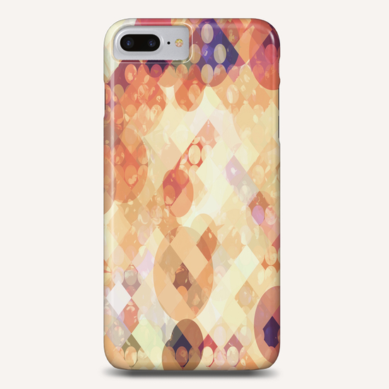 geometric square pixel and circle pattern abstract in orange brown Phone Case by Timmy333