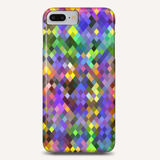 geometric square pixel pattern abstract in purple pink green yellow Phone Case by Timmy333