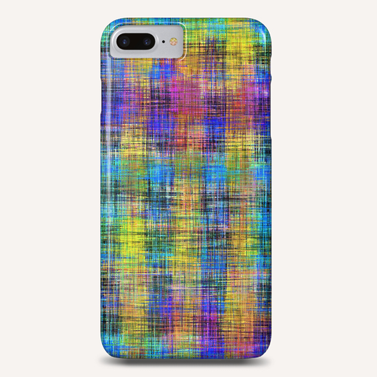 plaid pattern abstract texture in yellow pink blue Phone Case by Timmy333