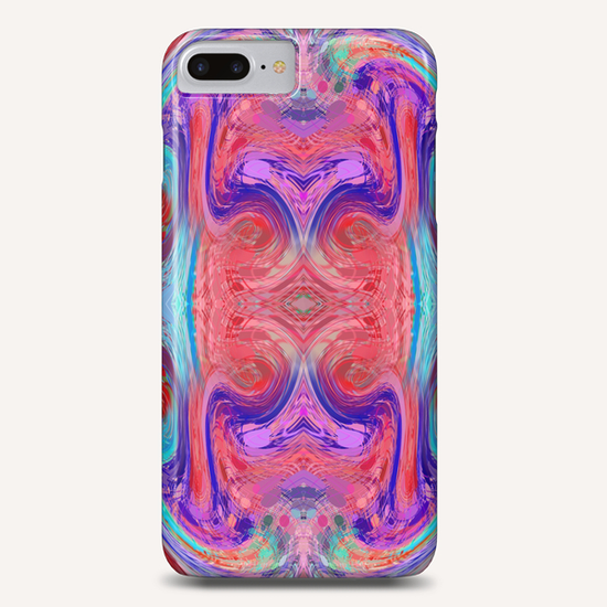 psychedelic geometric symmetry abstract pattern in red pink blue Phone Case by Timmy333