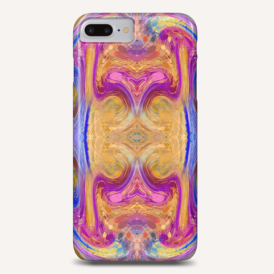 psychedelic geometric symmetry abstract pattern in pink yellow blue Phone Case by Timmy333