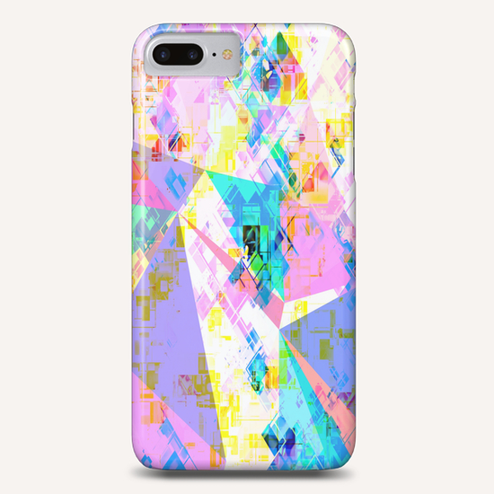 geometric triangle pattern abstract background in pink blue yellow green Phone Case by Timmy333