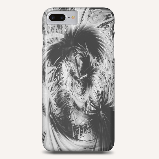 spiral palm leaves abstract background in black and white Phone Case by Timmy333