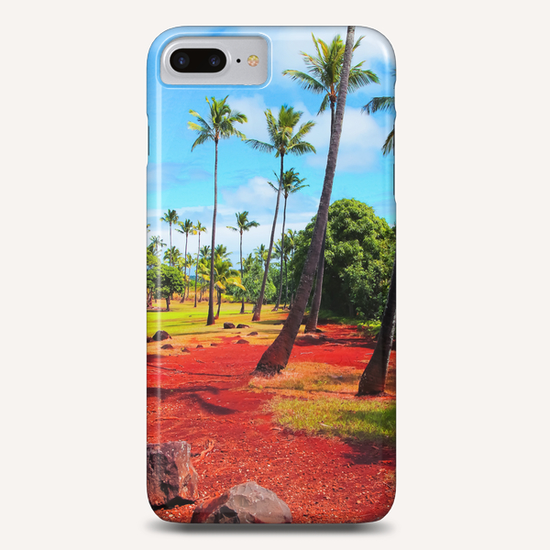 palm trees with green tree and blue cloudy sky in summer Phone Case by Timmy333