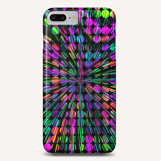 geometric circle abstract pattern in pink blue green black Phone Case by Timmy333