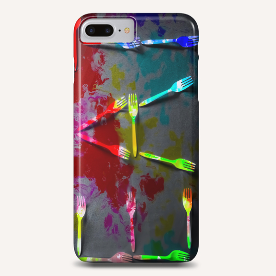 EAT alphabet by fork with red blue green yellow painting abstract background Phone Case by Timmy333