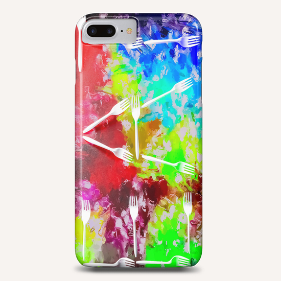 EAT alphabet by fork with colorful painting abstract background Phone Case by Timmy333