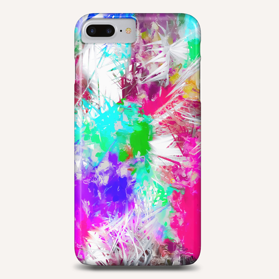 palm leaf with colorful painting abstract background in pink blue green purple Phone Case by Timmy333