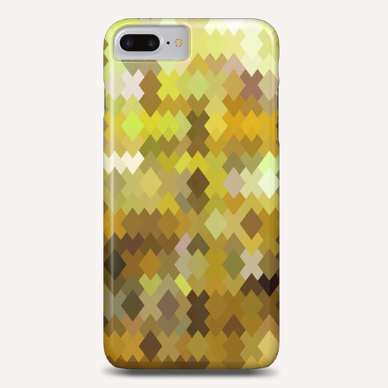 geometric square pixel pattern abstract in yellow and brown Phone Case by Timmy333