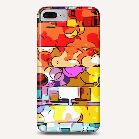 psychedelic geometric graffiti drawing and painting in orange pink red yellow blue brown purple and yellow Phone Case by Timmy333