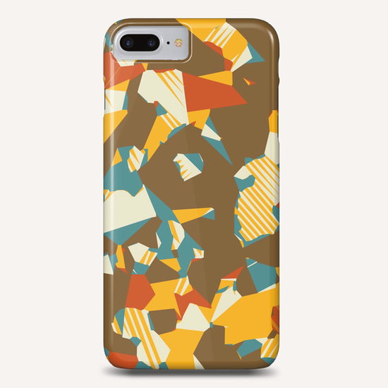 geometric graffiti drawing and painting abstract in brown yellow blue and orange Phone Case by Timmy333