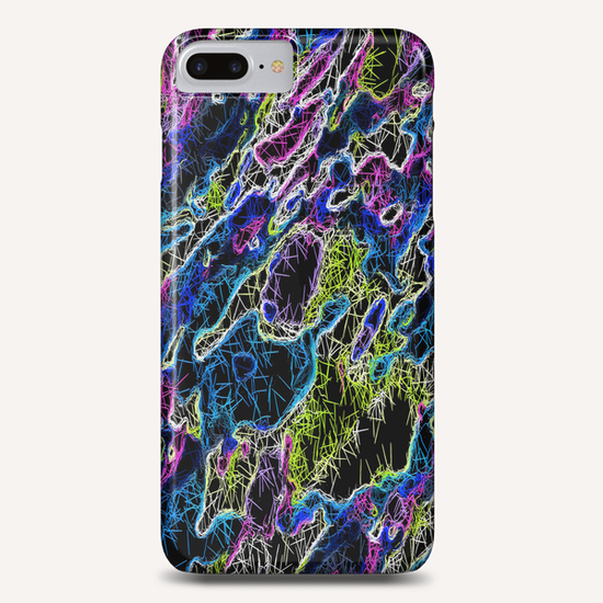 psychedelic rotten sketching texture abstract background in blue yellow pink Phone Case by Timmy333