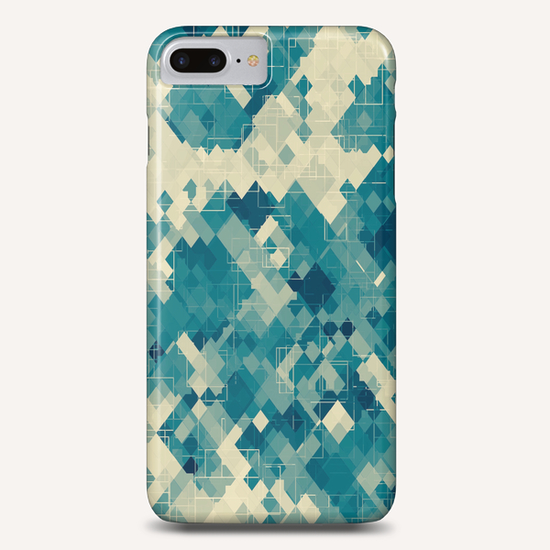 blue geometric square pixel pattern abstract background Phone Case by Timmy333