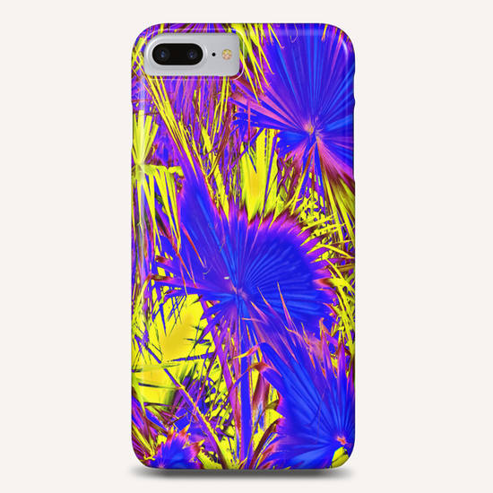 closeup palm leaf texture abstract background in blue pink and yellow Phone Case by Timmy333