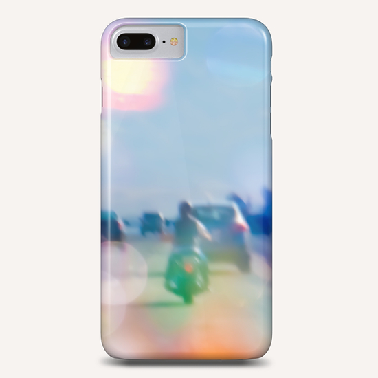 car and motorcycle on the road in the city with bokeh light Phone Case by Timmy333